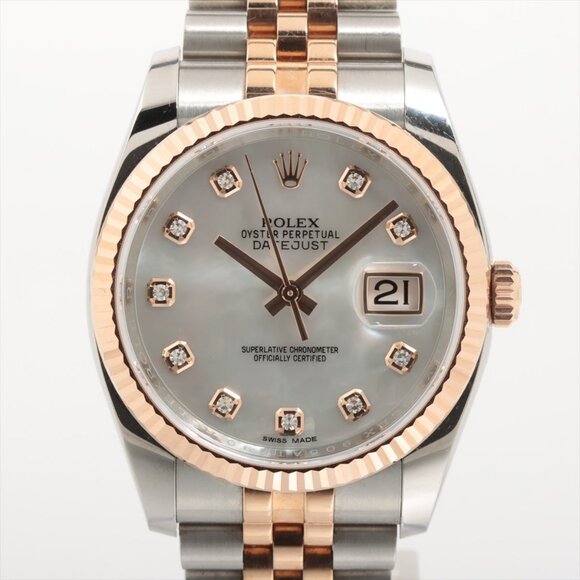 Rolex Datejust Stainless Steel & Rose Gold with Mother of Pearl Diamond Dial 116 - Picture 1 of 8